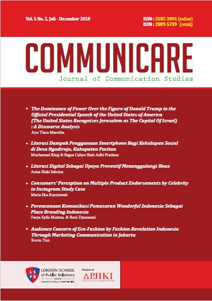 					View Vol. 5 No. 2 (2018): Communicare : Journal of Communication Studies
				