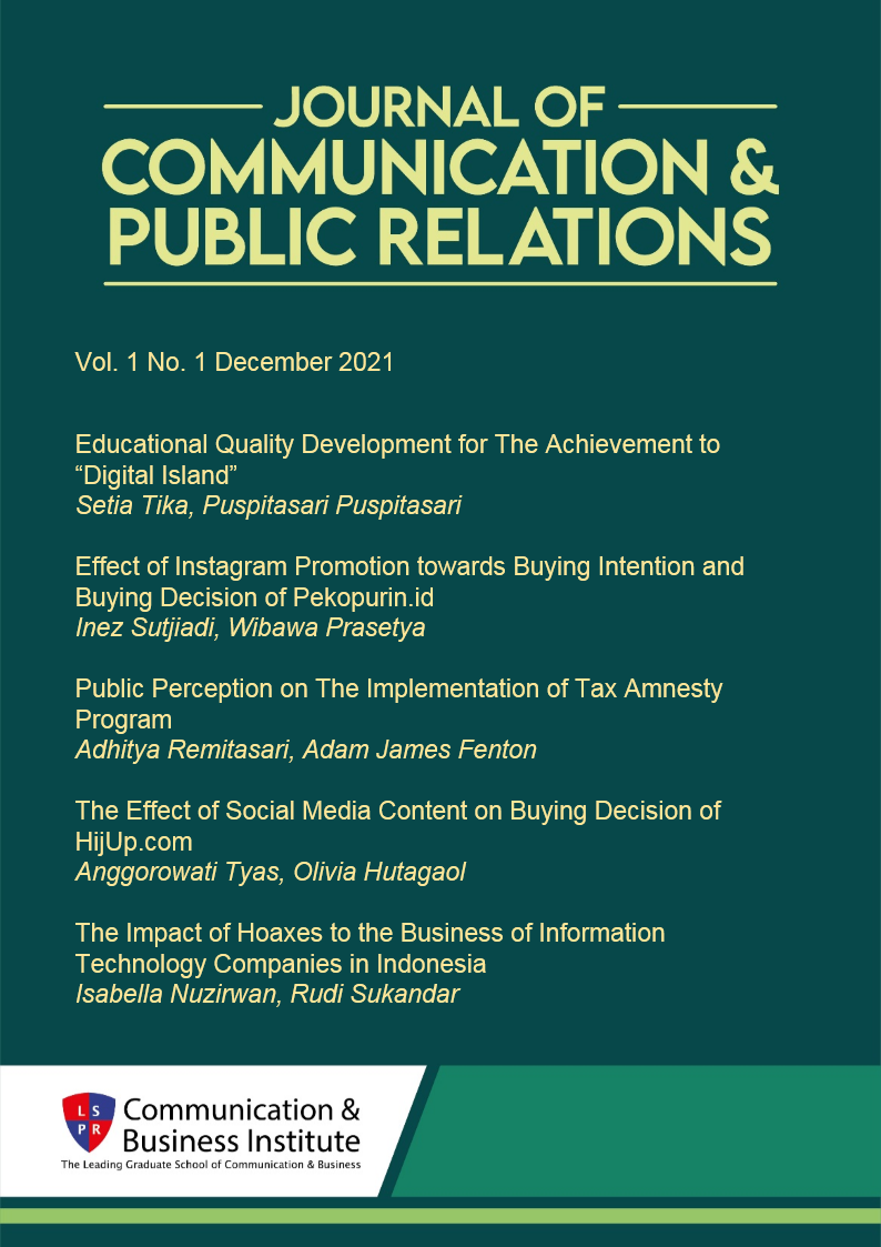 					View Vol. 1 No. 1 (2021): Journal of Communication & Public Relations
				
