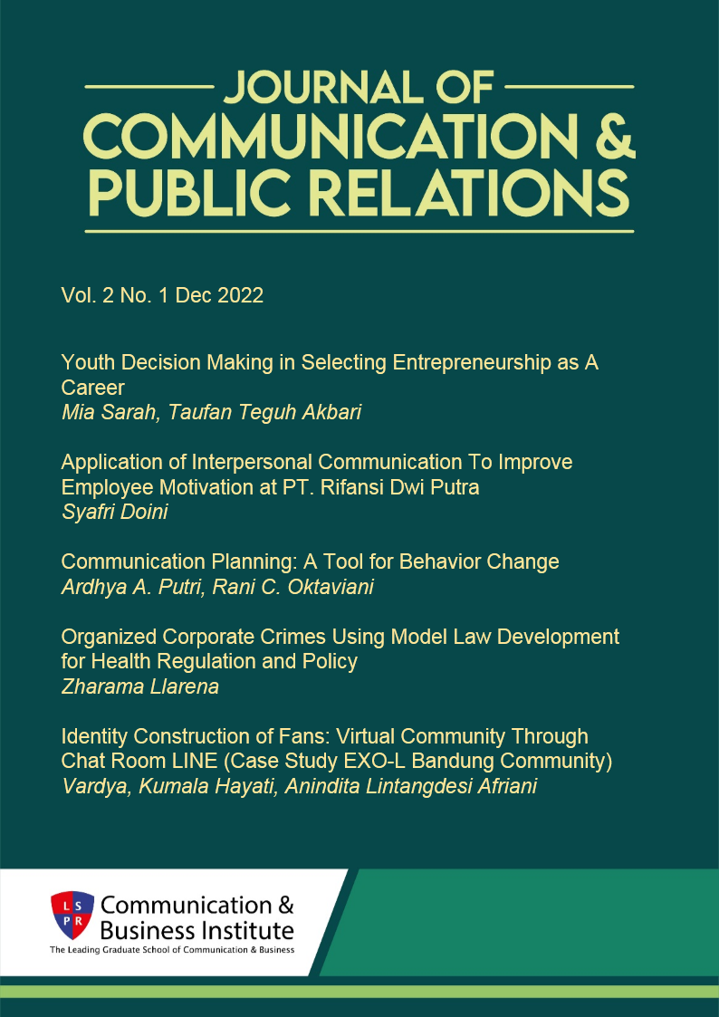 					View Vol. 2 No. 1 (2022): Journal of Communication & Public Relations
				
